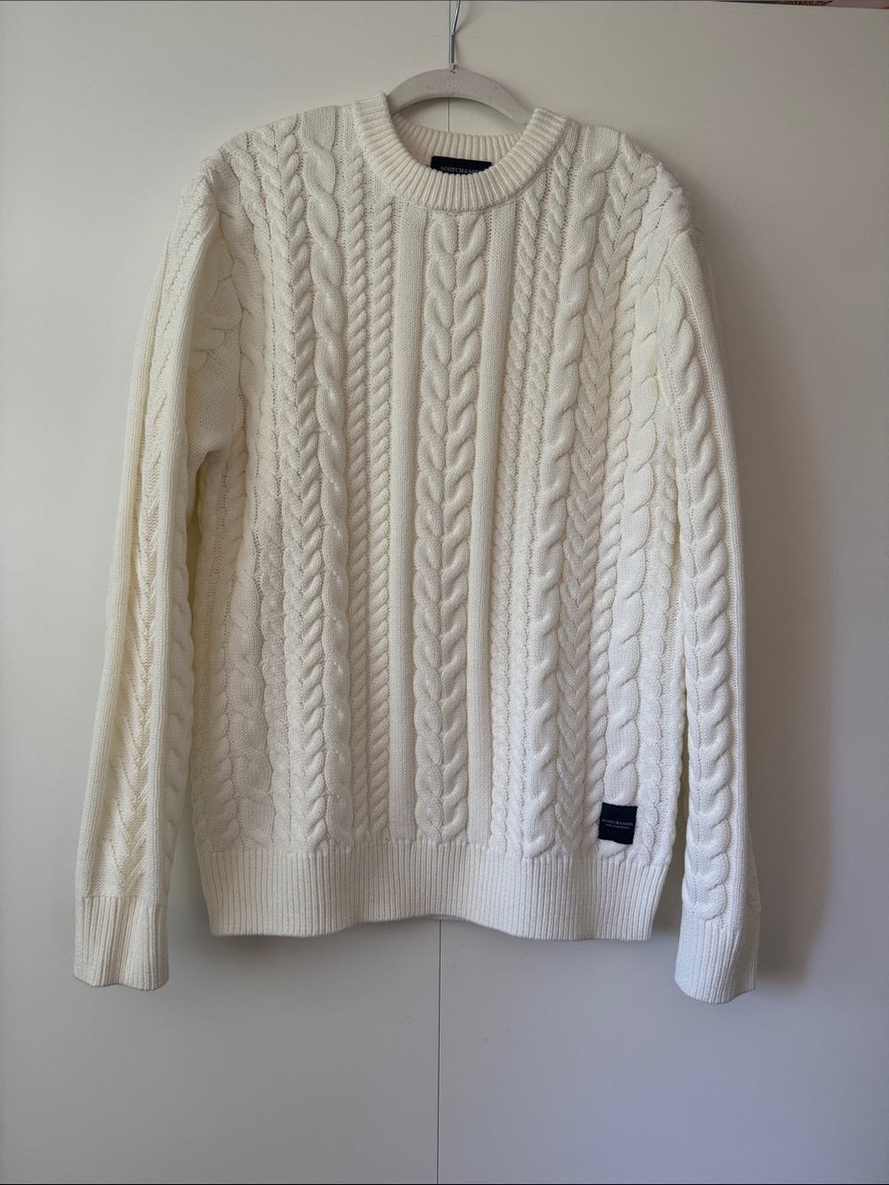 Scotch & Soda Cream Cable-Knit Crewneck Sweater